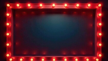 Empty retro marquee light frame, glowing bulbs, empty, template, classic