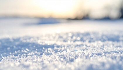 Fresh White Powdery Snow Texture Background with Shimmering Crystals