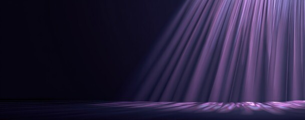 Abstract purple light rays background elegant stage with dark empty space