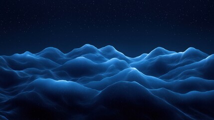 Abstract glowing blue waves under a starry sky