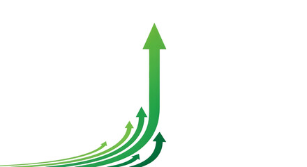Green Arrows Showing Upward Growth and Progress on a Black Background Keywords: green arrows, upward trend, growth, progress, success, increase isolated on a transparent background