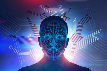 Facial Recognition and Digital Circuit Integration Concept