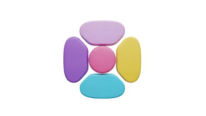 3D Abstract colorful shapes on transparent background