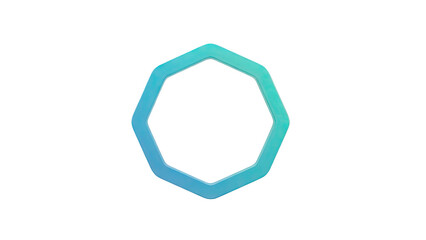 3D Abstract Octagon Frame with Blue Teal Gradient on transparent background