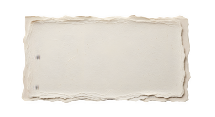 Blank Rustic Handmade Paper with Deckled Edges Isolated on Black Background