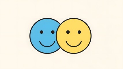 Minimalist friendship icon showing two smiling faces side by side, flat vector style, clean UI-ready design