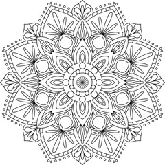 Light gray mandala with intricate symmetrical floral patterns.