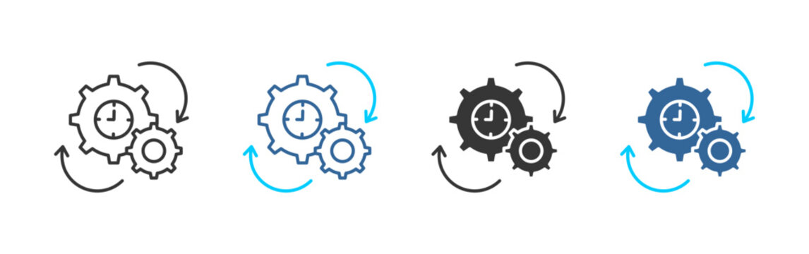 productivity icon set multiple style collection	
