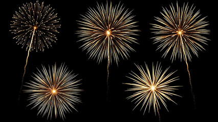 Fototapeta premium fireworks exploding in the night sky with vibrant orange and yellow sparks