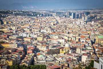Fototapeta premium aerial view over naples, napoli from castel sant'elmo, italy, europe