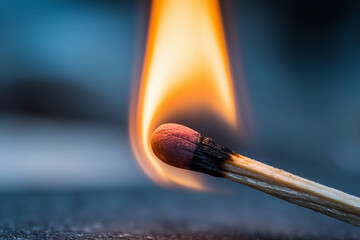 Striking match ignites flame with dramatic detail and bold colors Generative AI