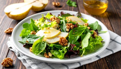 Gr&uuml;ner Blattsalat mit N&uuml;ssen