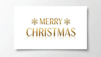 Merry Christmas Gold Text with Snowflakes on White Background