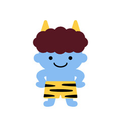 節分のかわいい青鬼キャラクターイラスト｜子ども向け日本行事のシンプルデザイン