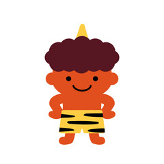 節分のかわいい赤鬼キャラクターイラスト｜子ども向け日本行事のシンプルデザイン