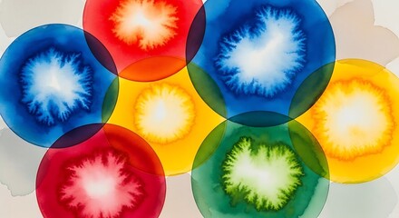Watercolor circles create a captivating interplay of color and shapes beautifully