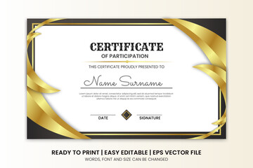 simple gold luxury vintage certificate design template vector