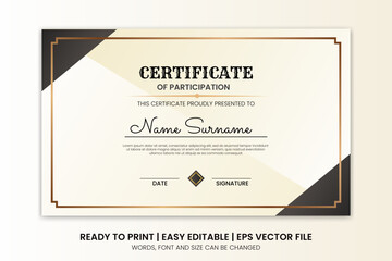 simple gold luxury vintage certificate design template vector
