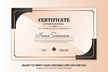 simple gold luxury vintage certificate design template vector