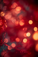 祝祭感のある赤いきらめきボケで作る抽象背景の縦デザイン. 生成AI