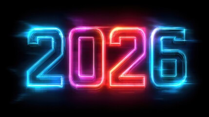 Bright Neon 2026 with Futuristic Glowing Effects