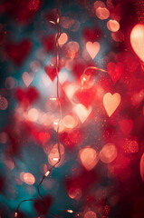 ホリデー広告に使える赤いヴィンテージライトのボケ背景縦構図. 生成AI