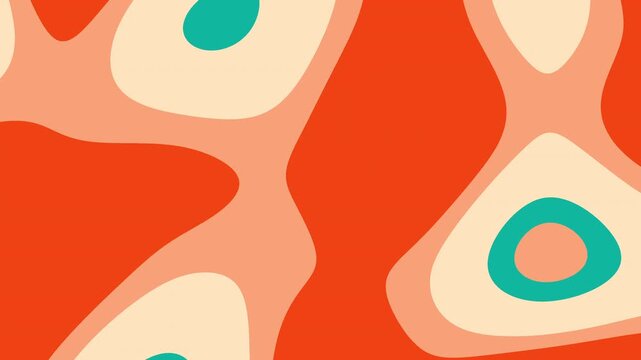 Abstract Organic Fluid Shapes Background in Orange and Teal