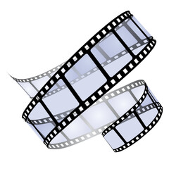 Curved Film Strip Cinema Reel Isolated on White Background