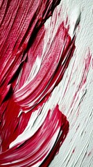 Expressive red  and white paint brush strokes abstract background
