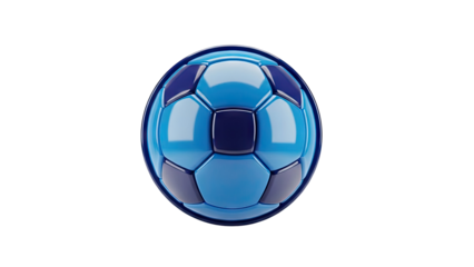 3D Blue Soccer Ball on transparent background