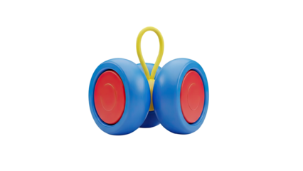 3D Bright blue and red spinning toy on transparent background