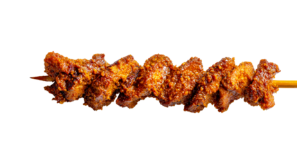 Delicious spicy grilled chicken skewer featuring flavorful marinated meat, perfect for food blogs, restaurant menus, and culinary promotions.
