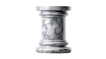 A stately grey and white marble column pedestal offers a classic architectural foundation for displaying valuable sculptures, products, or as a sophisticated decorative accent in luxury