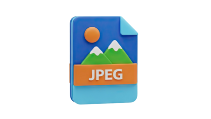3D JPEG file icon on transparent background