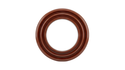 3D Brown circular frame with concentric rings on transparent background