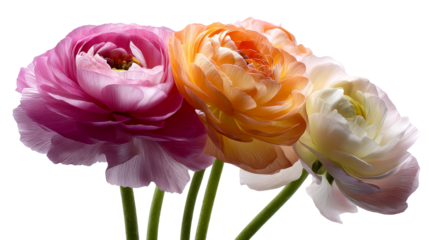 Vibrant blooming ranunculus flowers featuring delicate pink orange and creamy white petals ideal for spring events summer designs and decorative projects