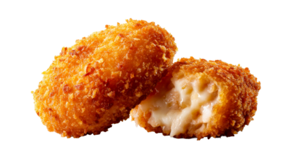 Golden crispy deepfried croquettes with a rich creamy gooey filling perfect for a savory appetizer or a delicious snack menu item at a restaurant or bistro
