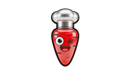 3D Happy Chef Carrot Character Winking with a Chef Hat on transparent background