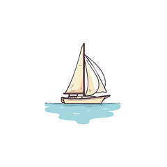 Fototapeta premium Serene voyage: a tranquil sailing boat gracefully gliding across calm waters with billowing sails