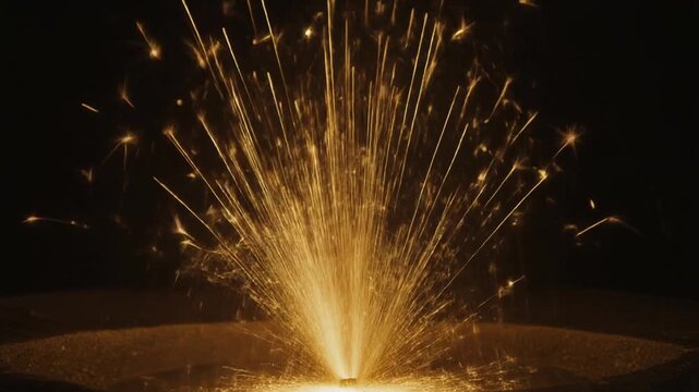 Elegant fountain-style golden sparks shooting upward in slow motion