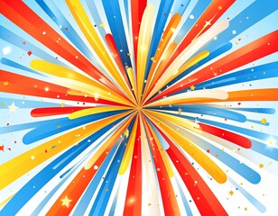 Burst of celebratory colors and stars