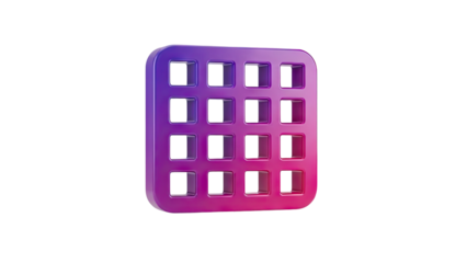 3D icon grid layout gradient purple pink on transparent background