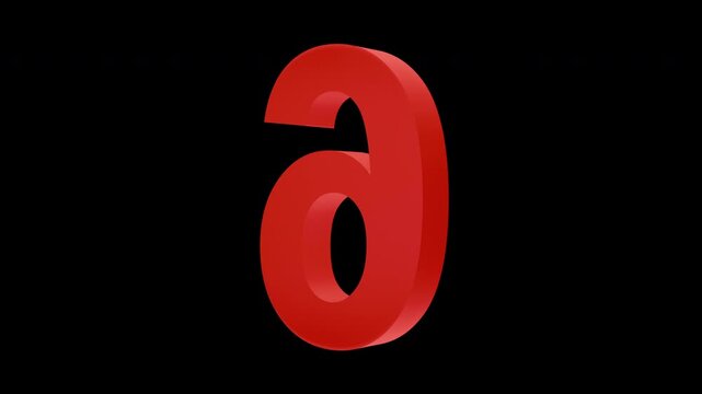Red number six symbol rotating on itself over a black background, minimal animation representing counting, ranking, or sequence order.