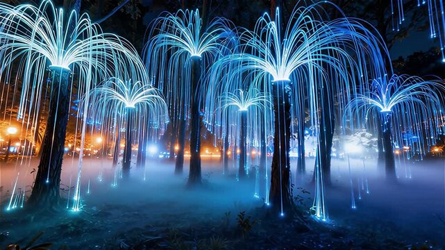 Bosques creados con estructuras de fibra óptica que cambian de color