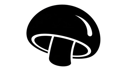 Black Mushroom Icon on White Background.