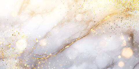 Luxury White Marble Texture with Gold Accents and Soft Glow