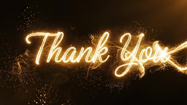 Glowing Thank You Text with Sparkles.