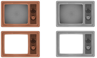 retro tv set★レトロなブラウン管テレビのフレームとアイコンセット