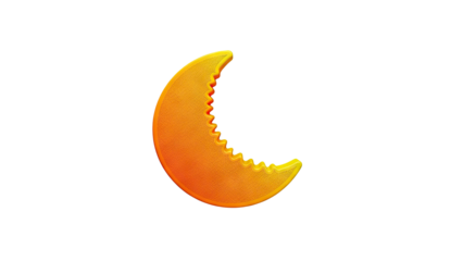 3D Bitten Crescent Moon Icon on transparent background
