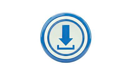 3D Blue download icon transparent background